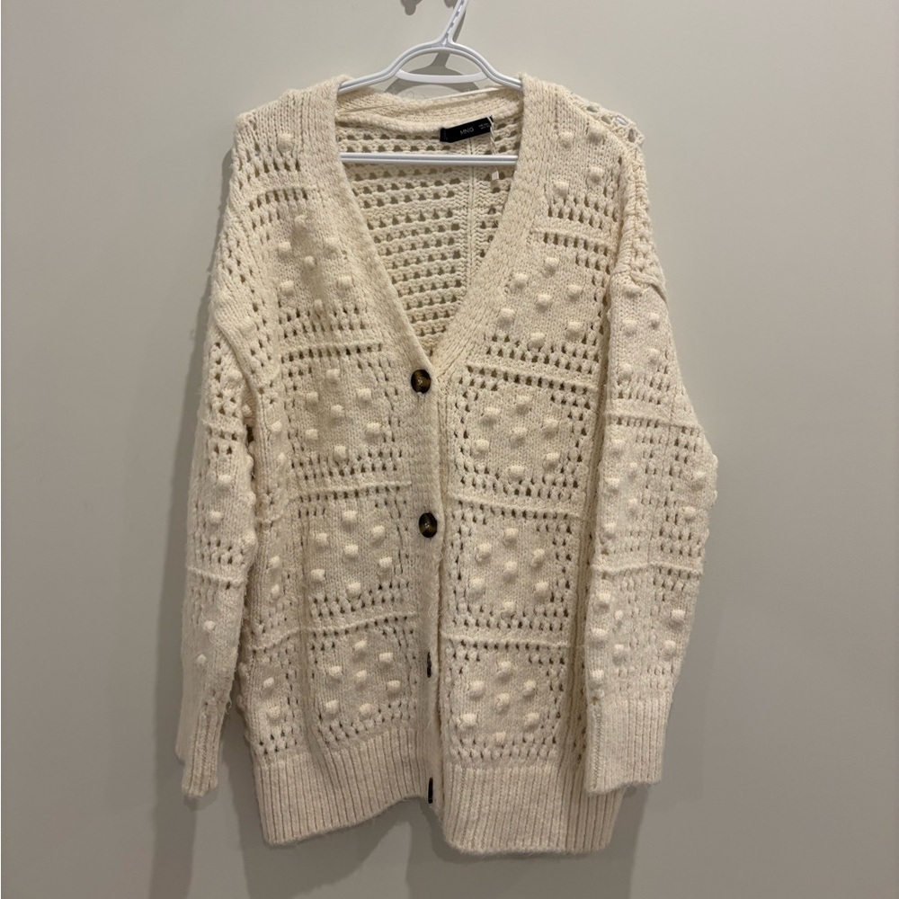 Women's White Knit Cardigan Sweater